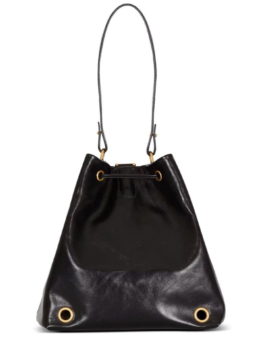 Balmain Leather Backpack, Women's, Black