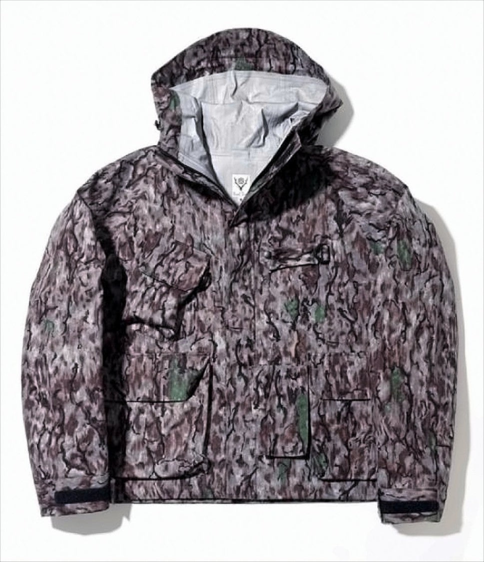 South2 West8 Textured Camouflage Padded Jacket With Utility Features