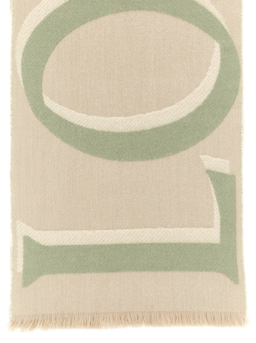Loewe Double-Sided Wool And Cashmere Scarf With Maxi Jacquard Logo