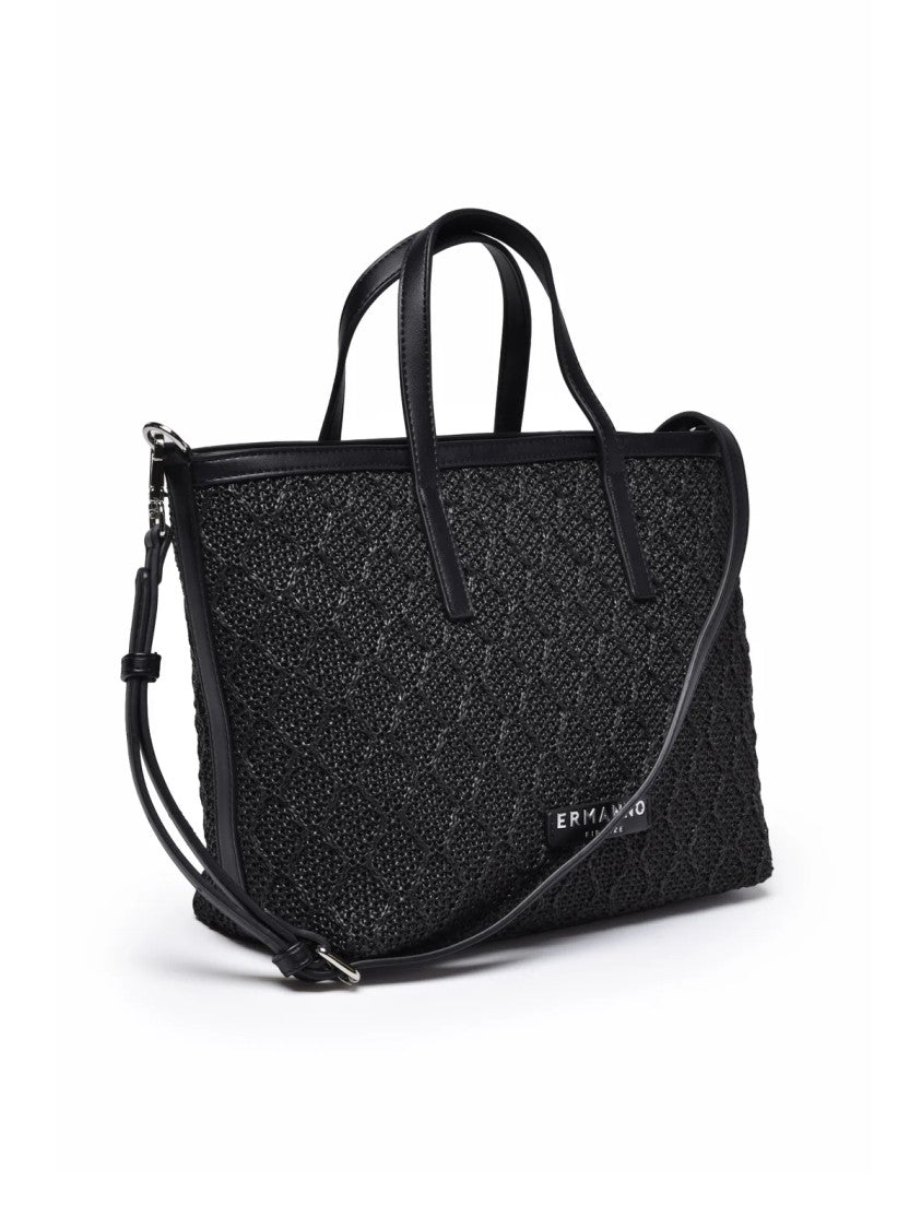 Ermanno Firenze Ermanno Firenze Terra Straw Tote Bag With Zip Closure