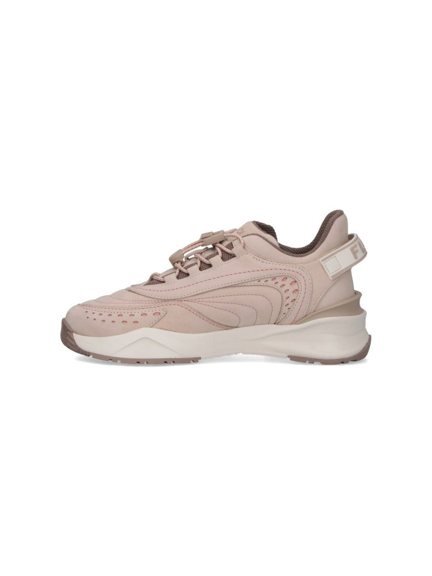 Fendi Beige Minimalist Low-Top Sneakers With Subtle Detailing