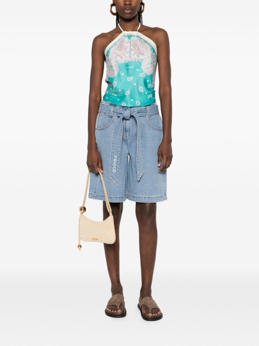 Pinko Paisley Print Halter Neck Top