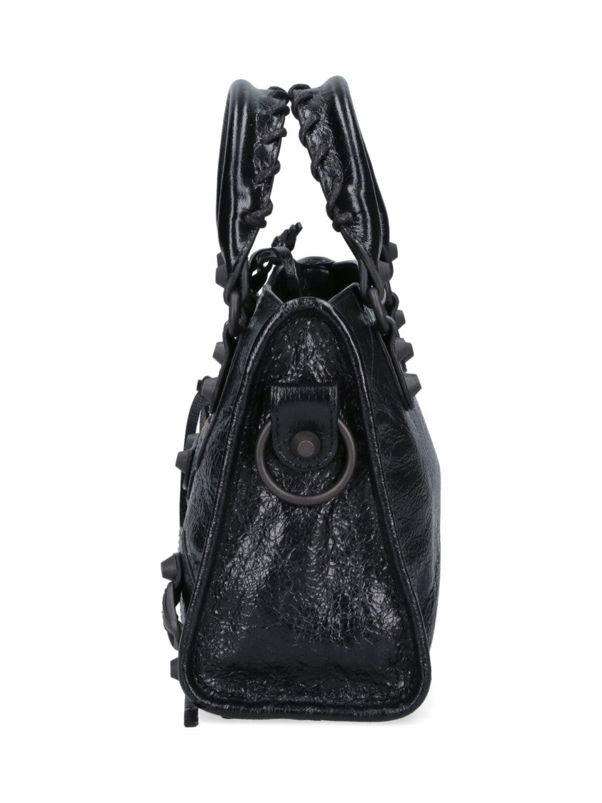 Balenciaga Black Le City Mini Arena Lambskin Shoulder Bag