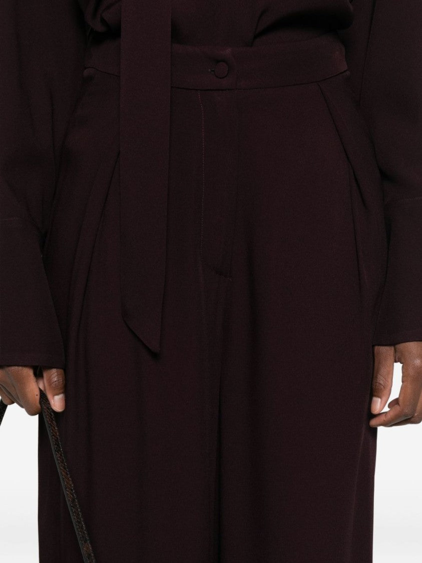 Raquel Diniz Bordeaux Wide-Leg Trousers With High Waist