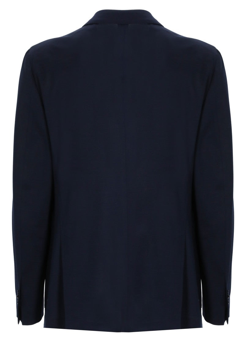 Lardini Blue Cotton Double-Breasted Blazer