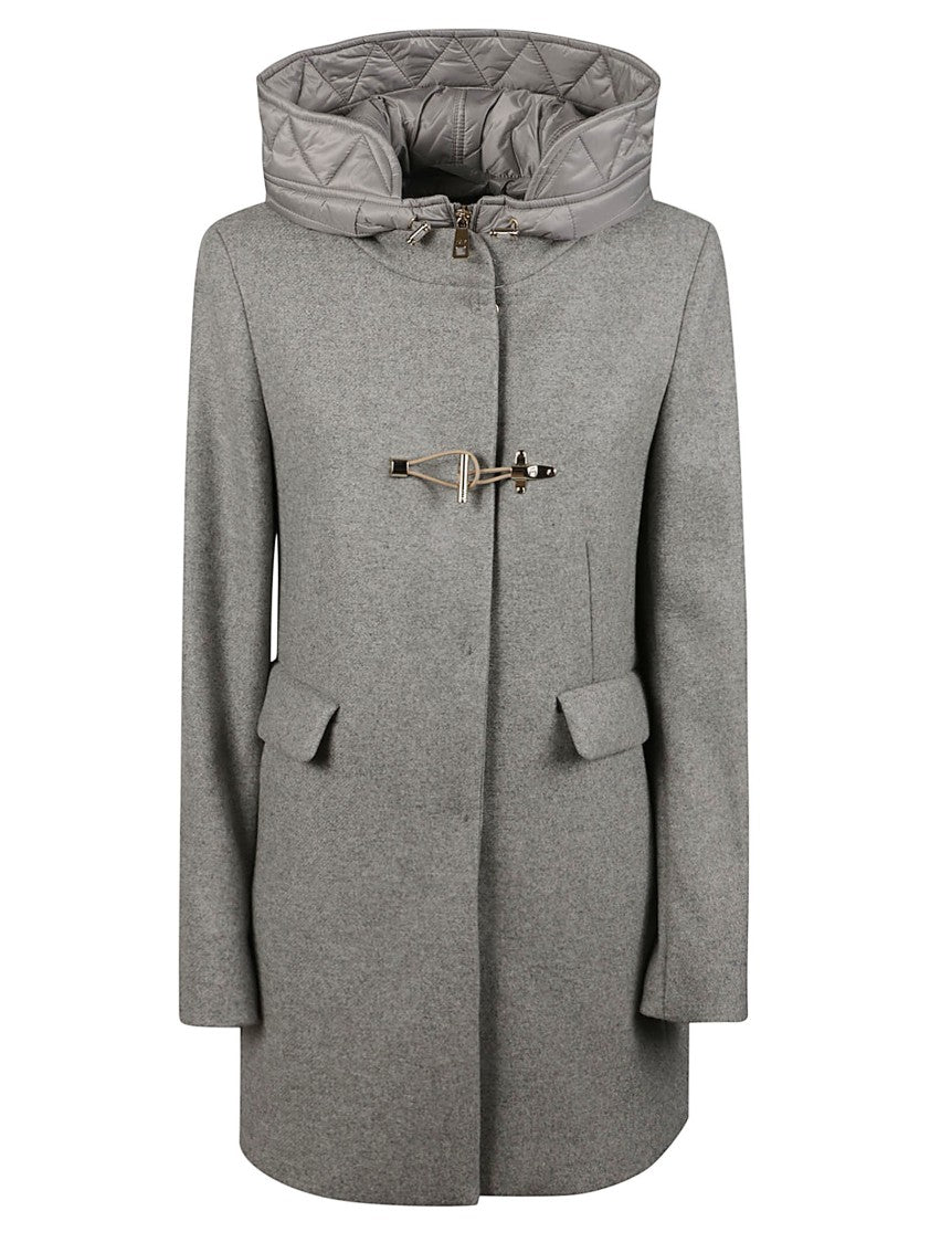 Fay Double-Breasted Toggle Quilted Wool-Blend Coat
