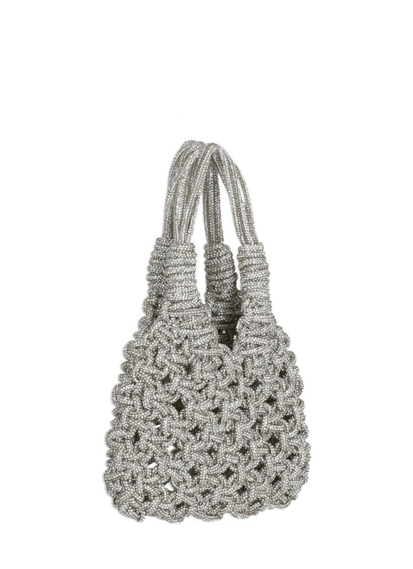 Hibourama Mini Bag With Woven Crystal Design And Tag Logo