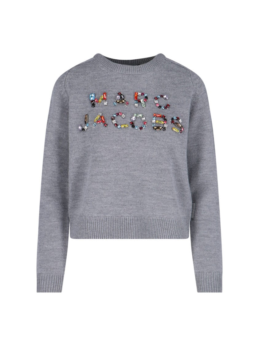 Marc Jacobs Gem-Embellished Merino Sweater – Grey