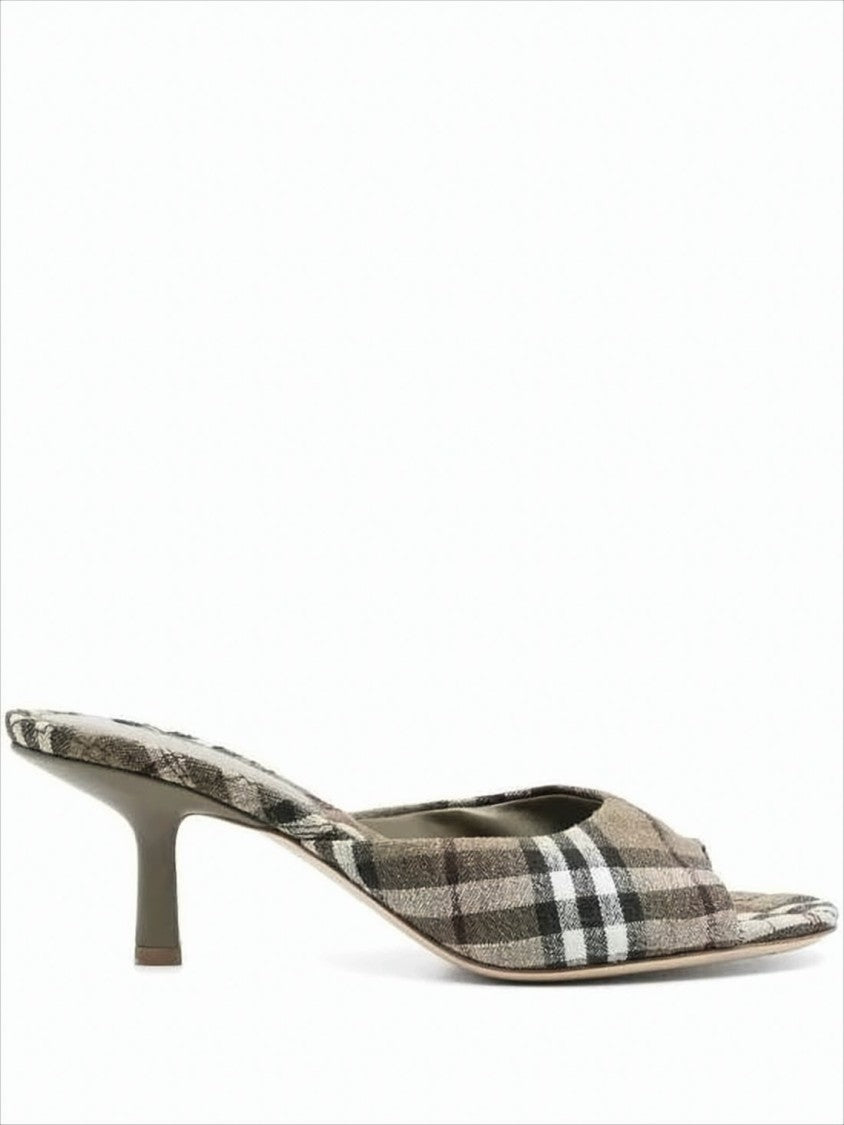 Burberry Open-Toe Pumps With Classic Plaid Pattern