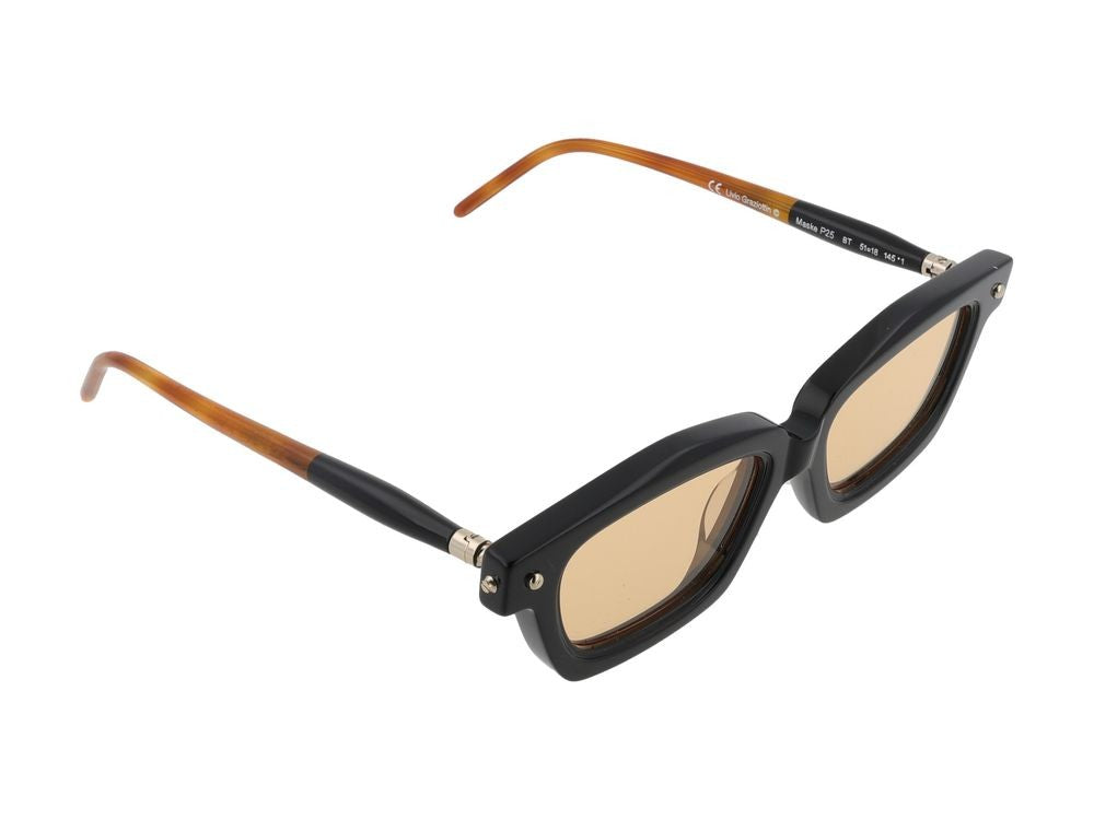 Kuboraum Angular Black Amber-Tinted Lens Sunglasses