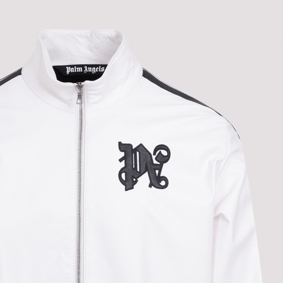 Palm Angels Monogram Off White Leather Jacket