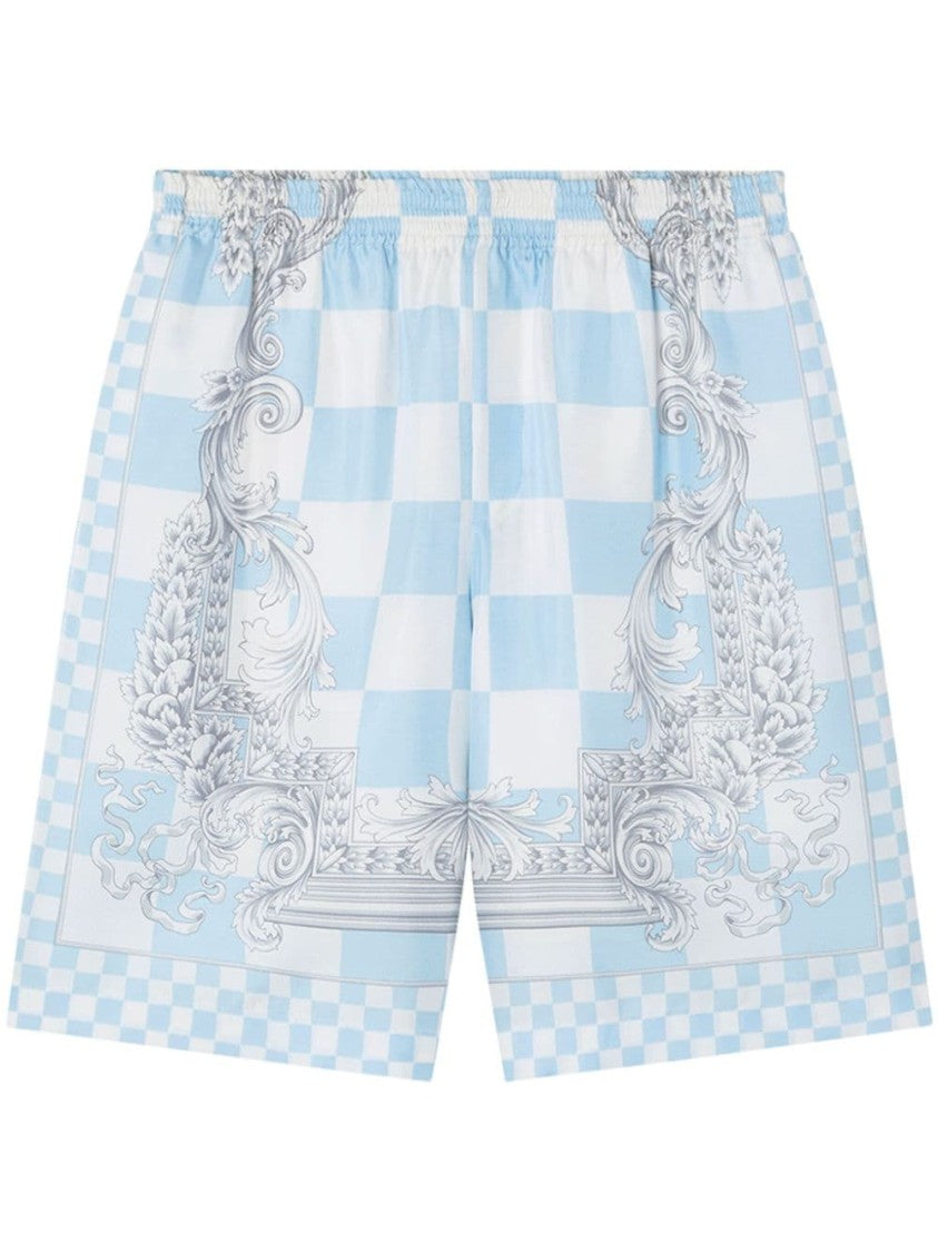 Versace Silk Checkerboard Print Shorts