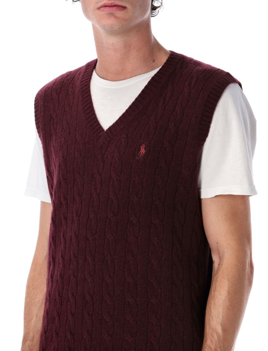 Polo Ralph Lauren Polo Cable-Knit Cashmere Sleeveless Jumper With V-Neck