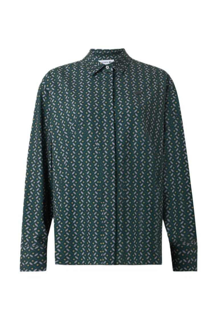 Lacoste Boxy-Fit Concealed Placket Long-Sleeve Shirt