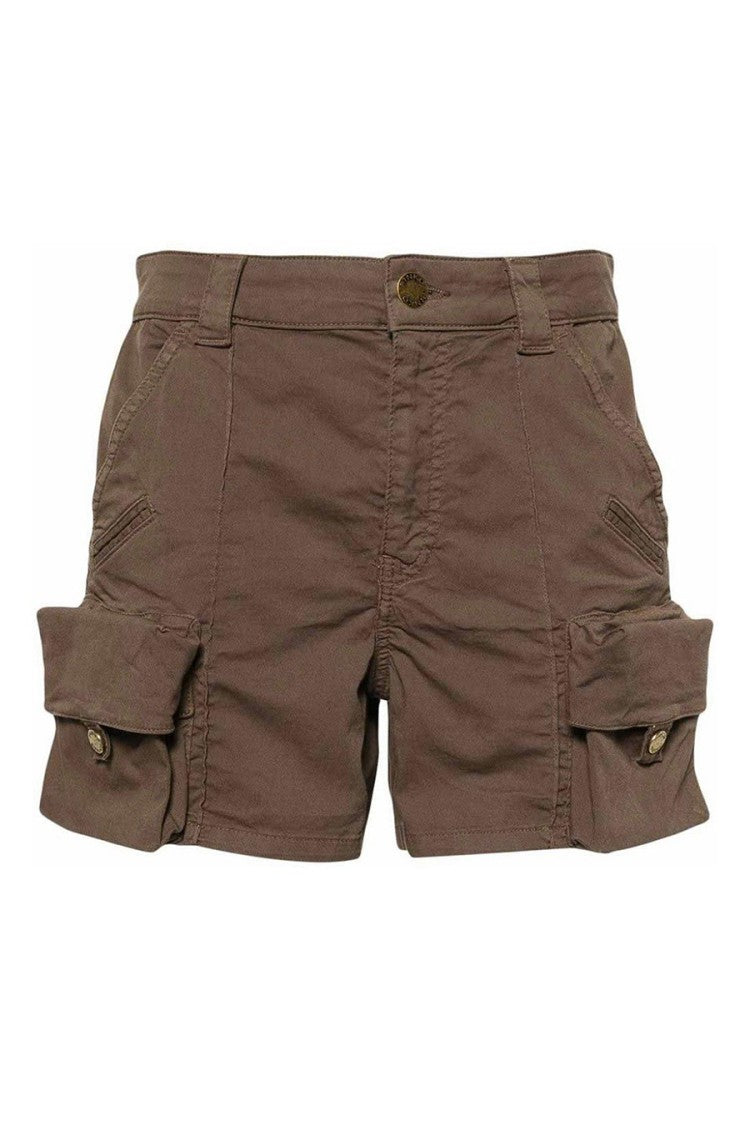 Pinko Brown Cotton Cargo Shorts