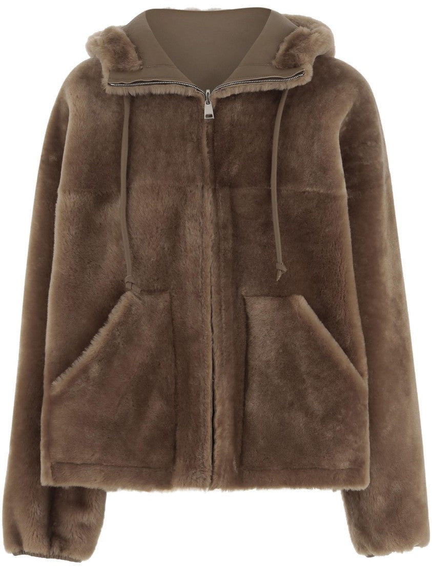 Blancha Reversible Shearling Jacket With Drawstring Hood
