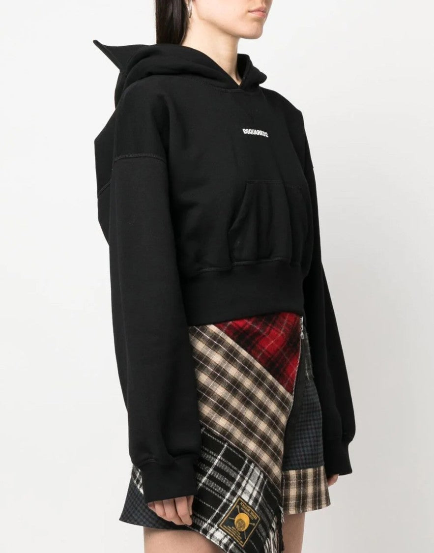 Dsquared2 Attached Cap Cropped Hoodie