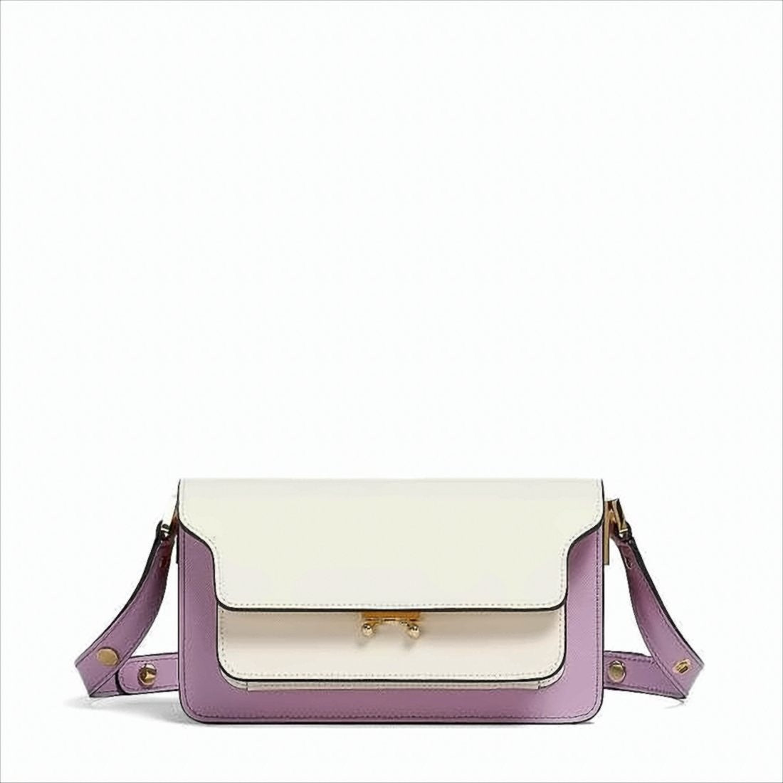 Marni Structured Purple Leather Crossbody Bag With Adjustable Strap