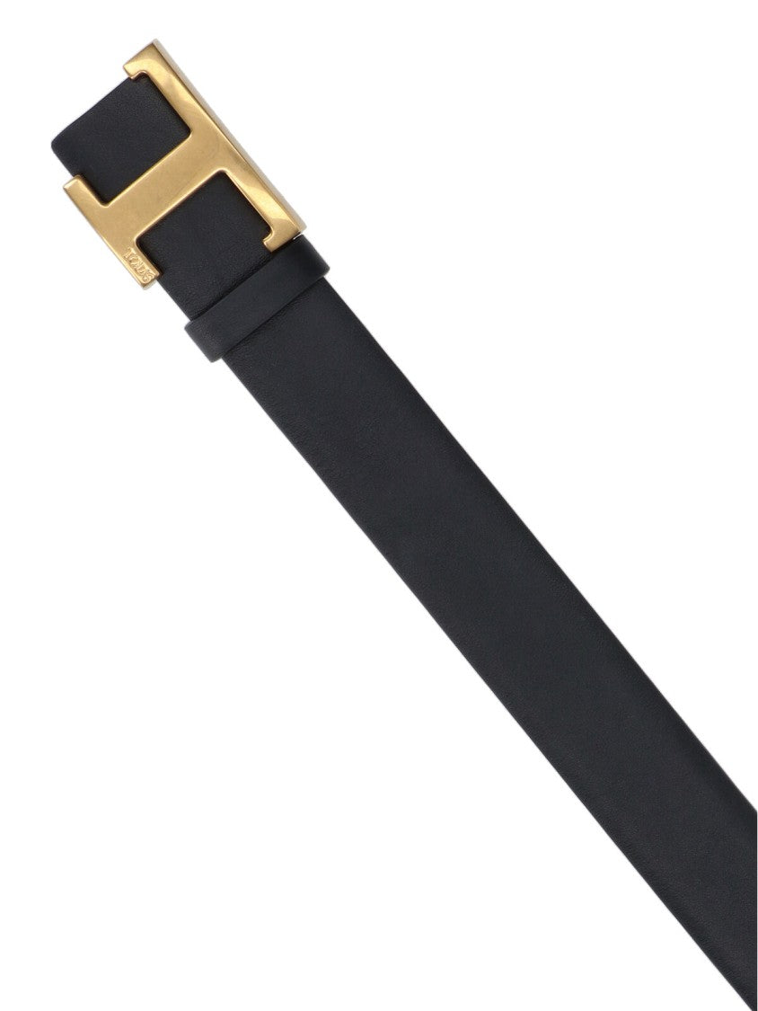 Tod's Black Beige Timeless Calf Leather Belt