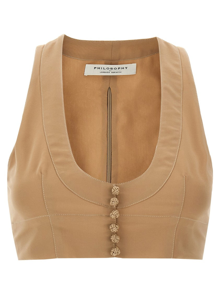 Philosophy Di Lorenzo Serafini Crop Top With Front Knot Detail