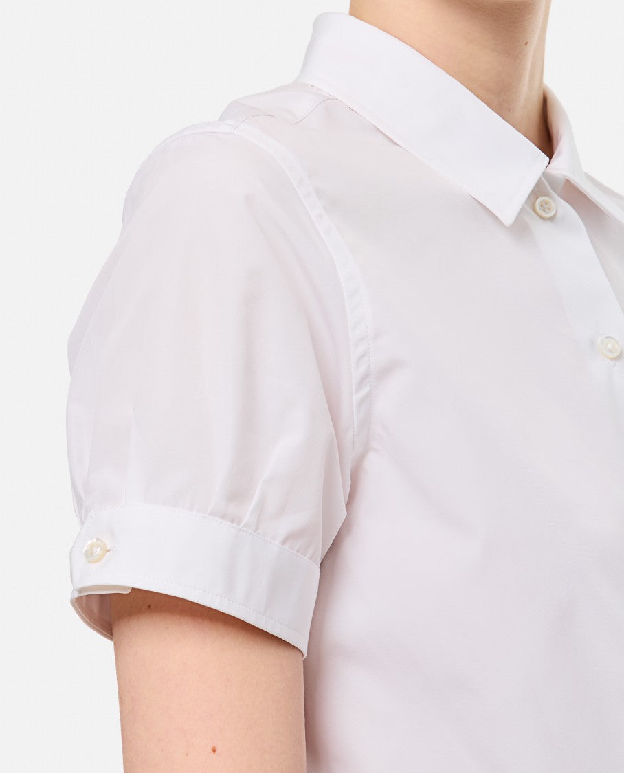 Thom Browne Short Sleeve Tucked Blouse In Poplin