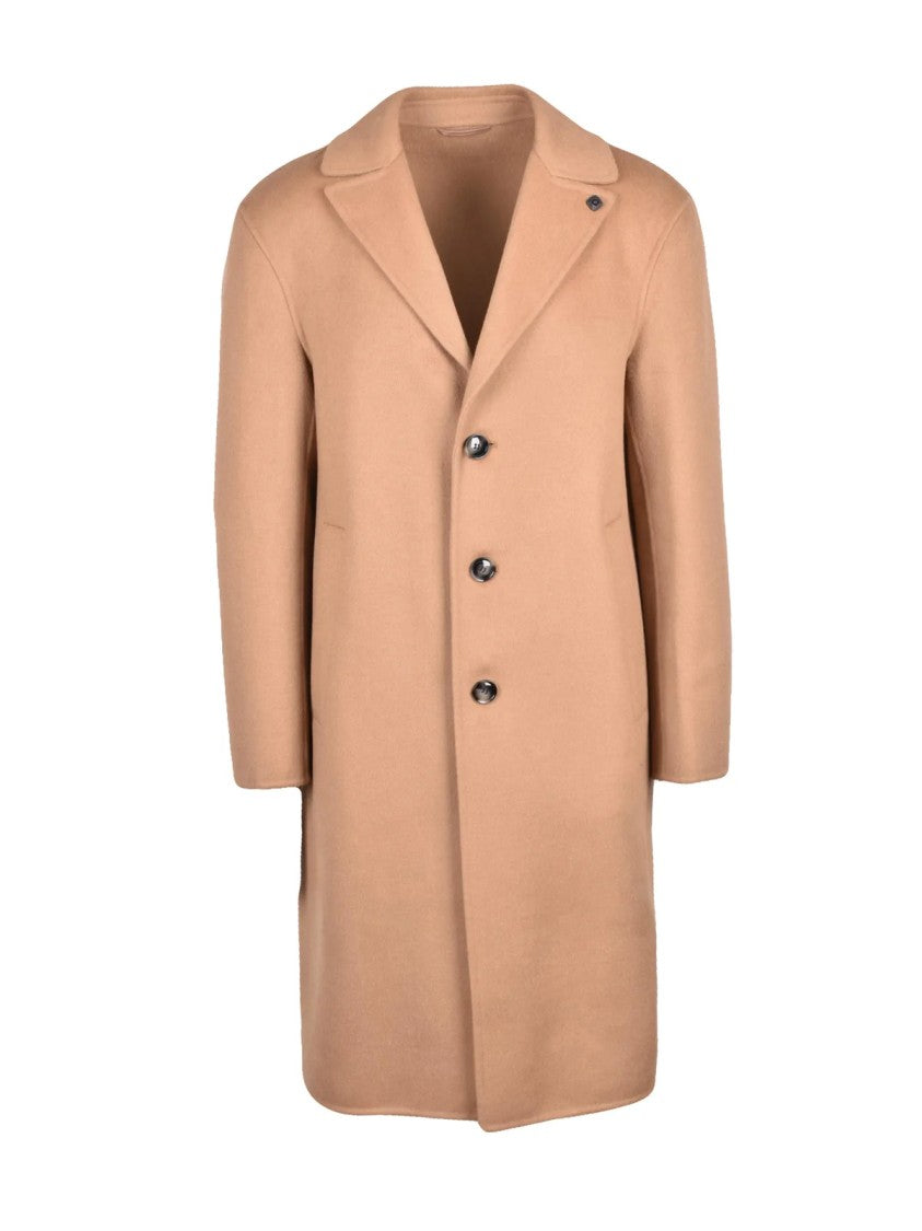 Out/Fit Beige Mid-Length Wool-Blend Coat