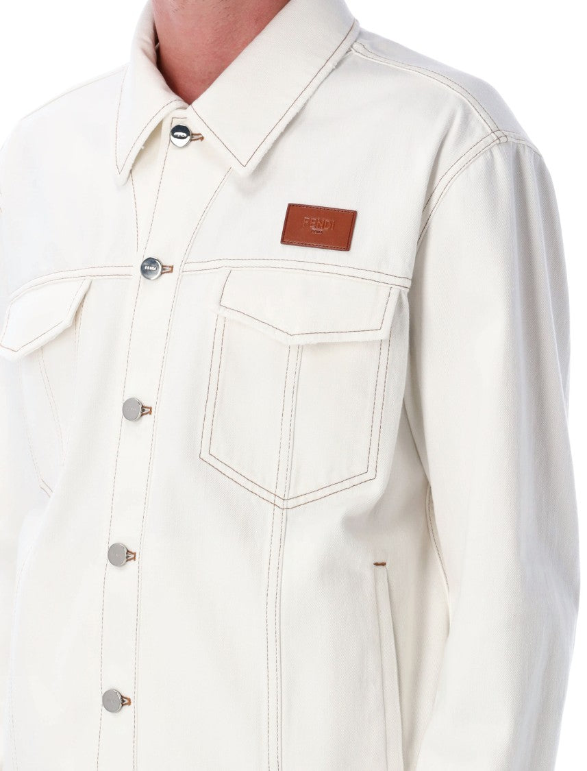 Fendi Structured White Denim Jacket