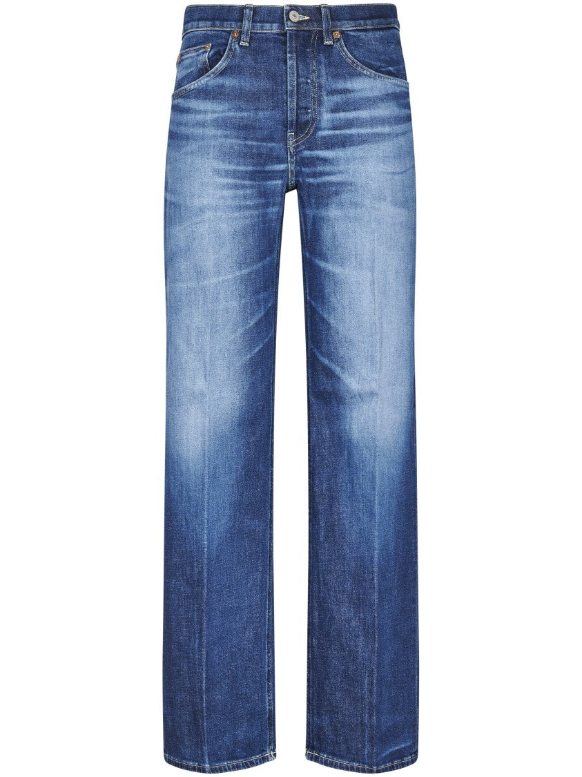 Dondup Straight Leg Loose Fit Denim Trousers With Classic Five-Pocket Design