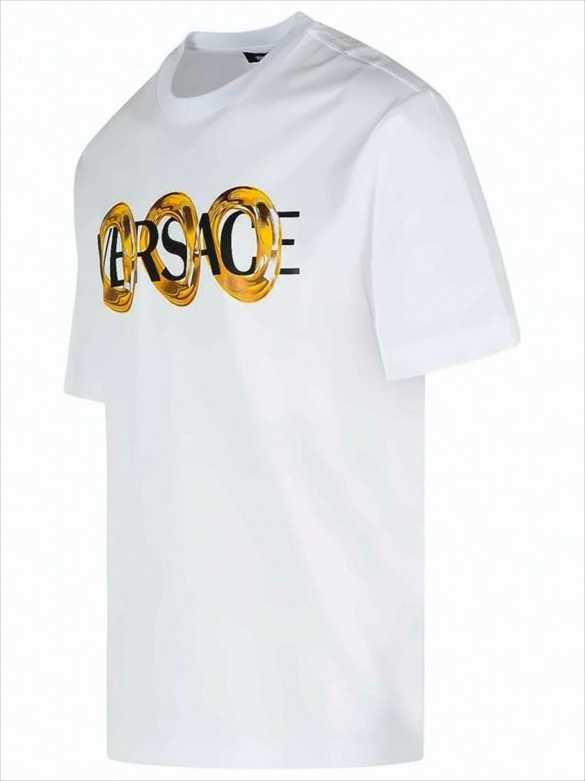 Versace Short-Sleeve T-Shirt With Bold Graphic Logo And Relaxed Fit