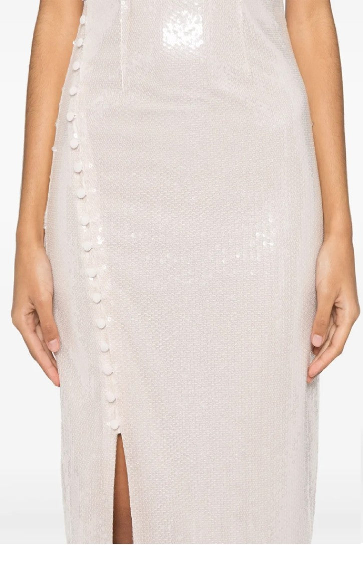Rotate Buttoned Sequins Dress With Side Slit