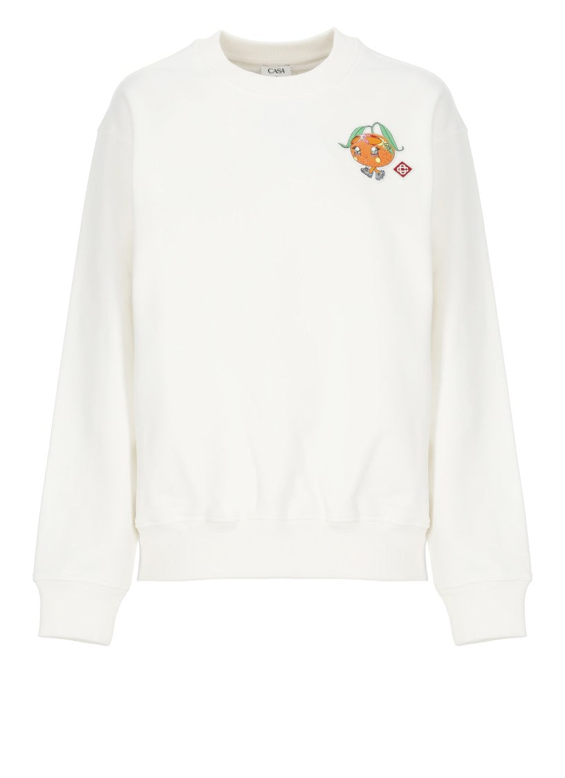 Casablanca White Cotton Sweatshirt With Contrasting Logo Patch