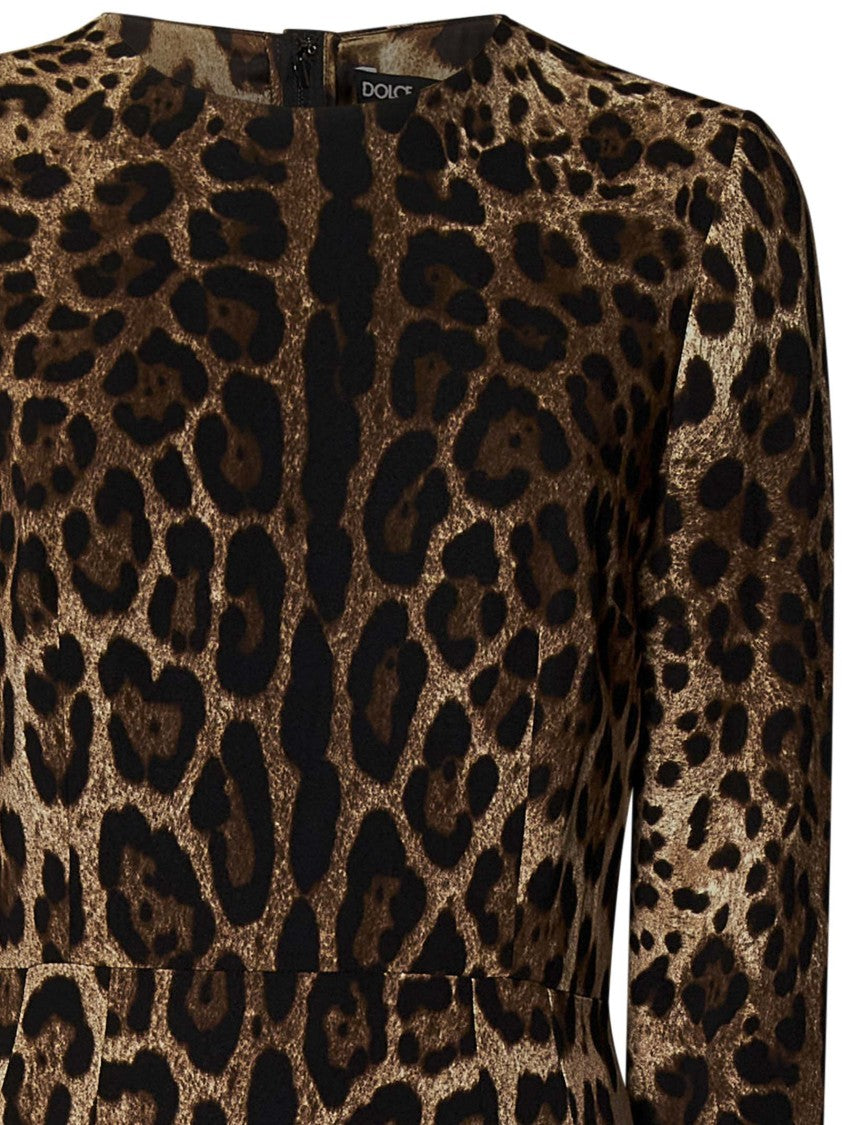 Dolce & Gabbana Leopard Print Cady Midi Dress