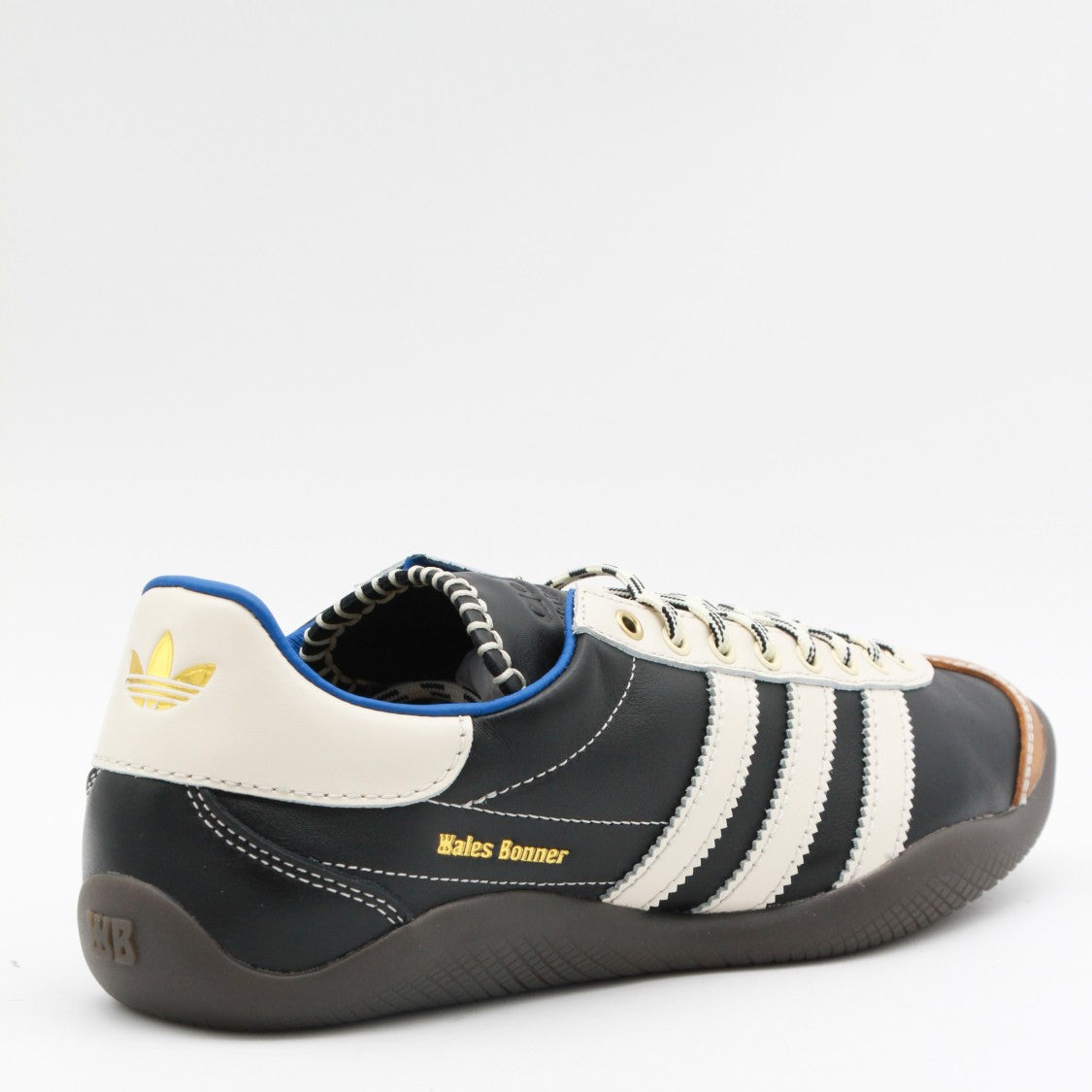 Adidas By Wales Bonner Black Leather Sneakers With Contrasting Stripes