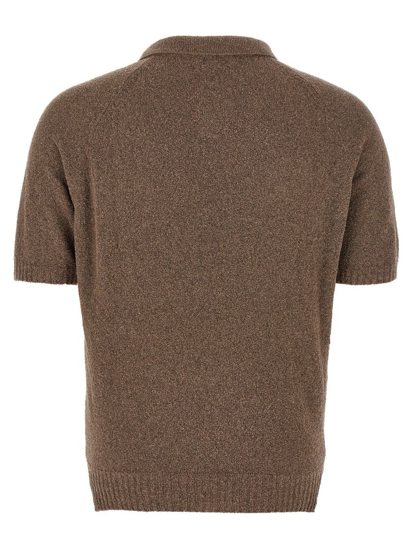 Ma'ry'ya Bouclé Cotton Polo Shirt