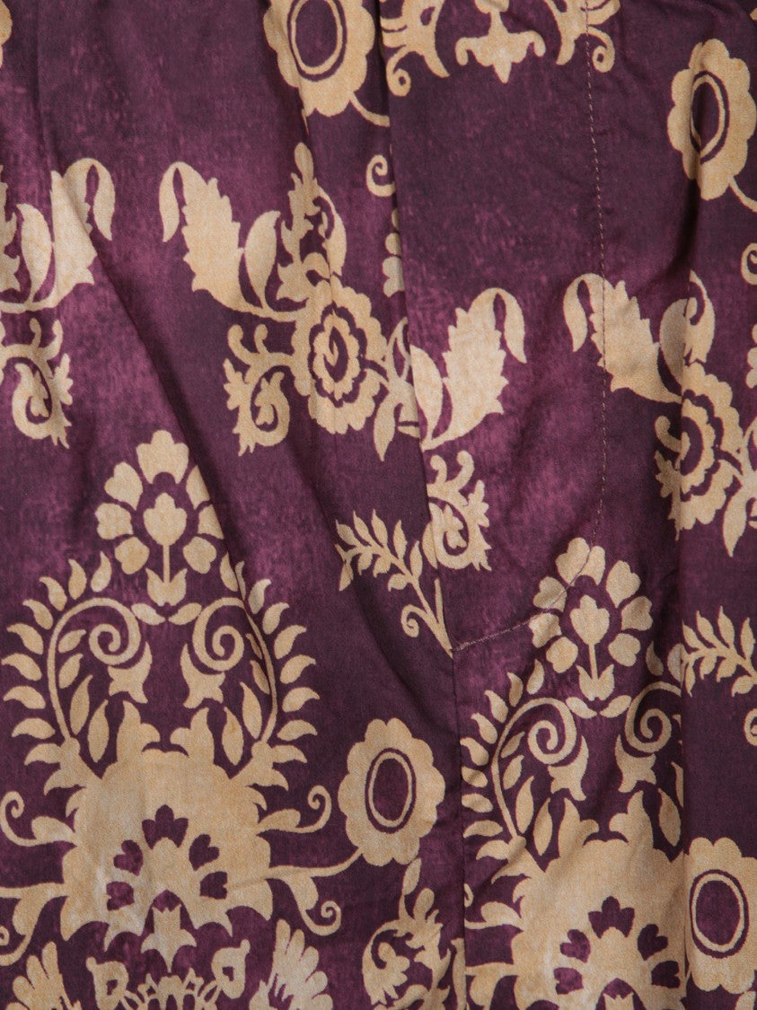 Amaranto Intricate Floral Patterned Purple Shorts