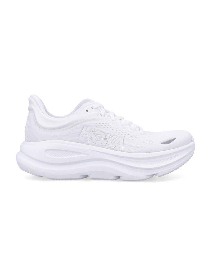 Hoka Bondi 9 Cushioned White Mesh Sneakers