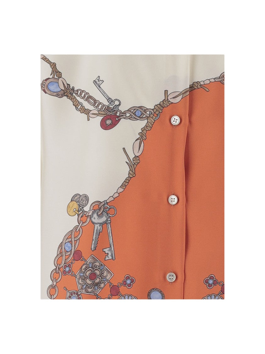 Versace Multicolor Printed Silk Shirt