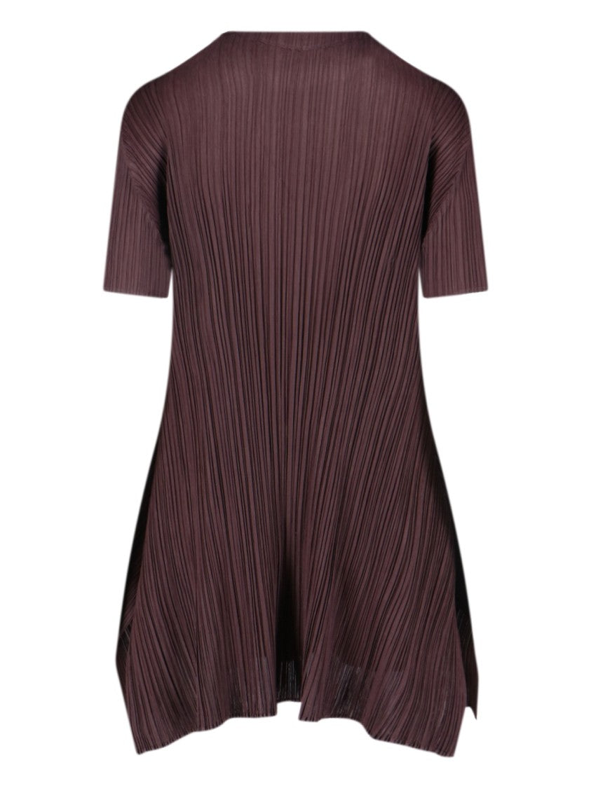 Pleats Please Pleated Brown Dress With Flowing Silhouette