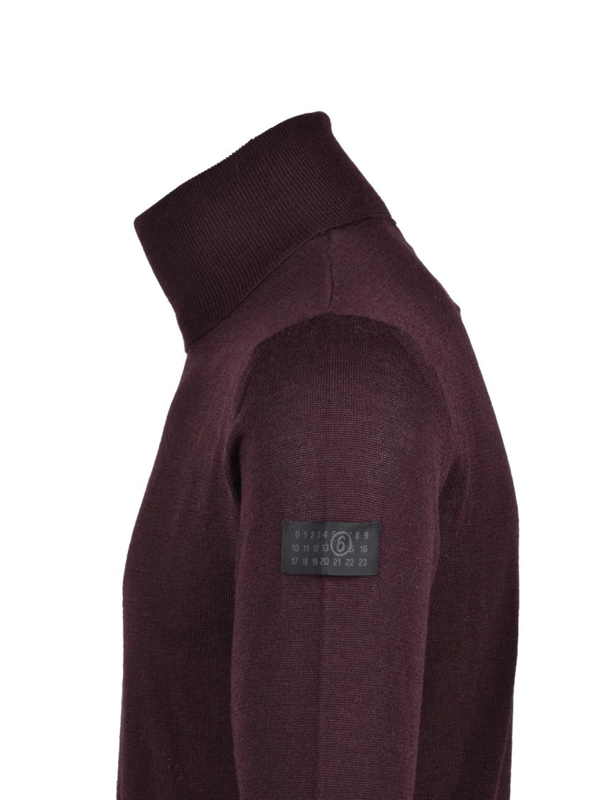 Mm6 By Maison Margiela Brown Ribbed Virgin Wool-Blend Sweater