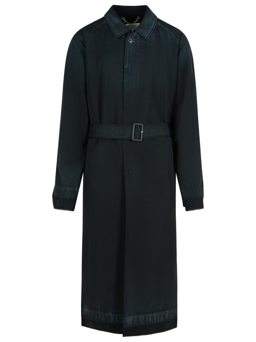 Maison Margiela Black Virgin Wool Trench Coat