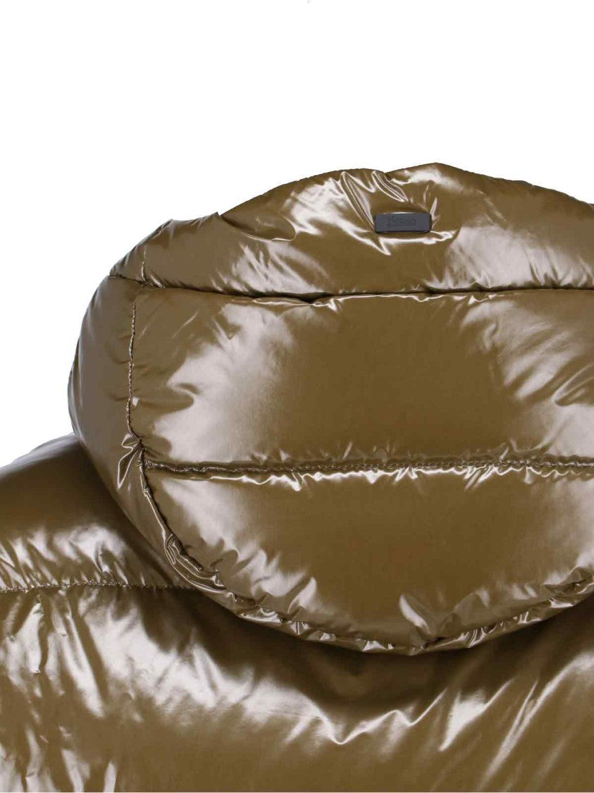 Herno Quilted Hooded Down Jacket With Logo Patch