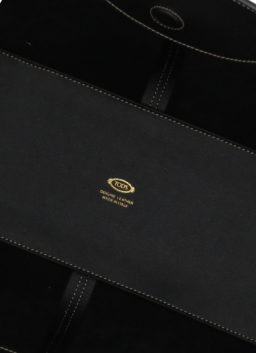 Tod's Medium Leather Shopping Bag With Golden Logo Accent