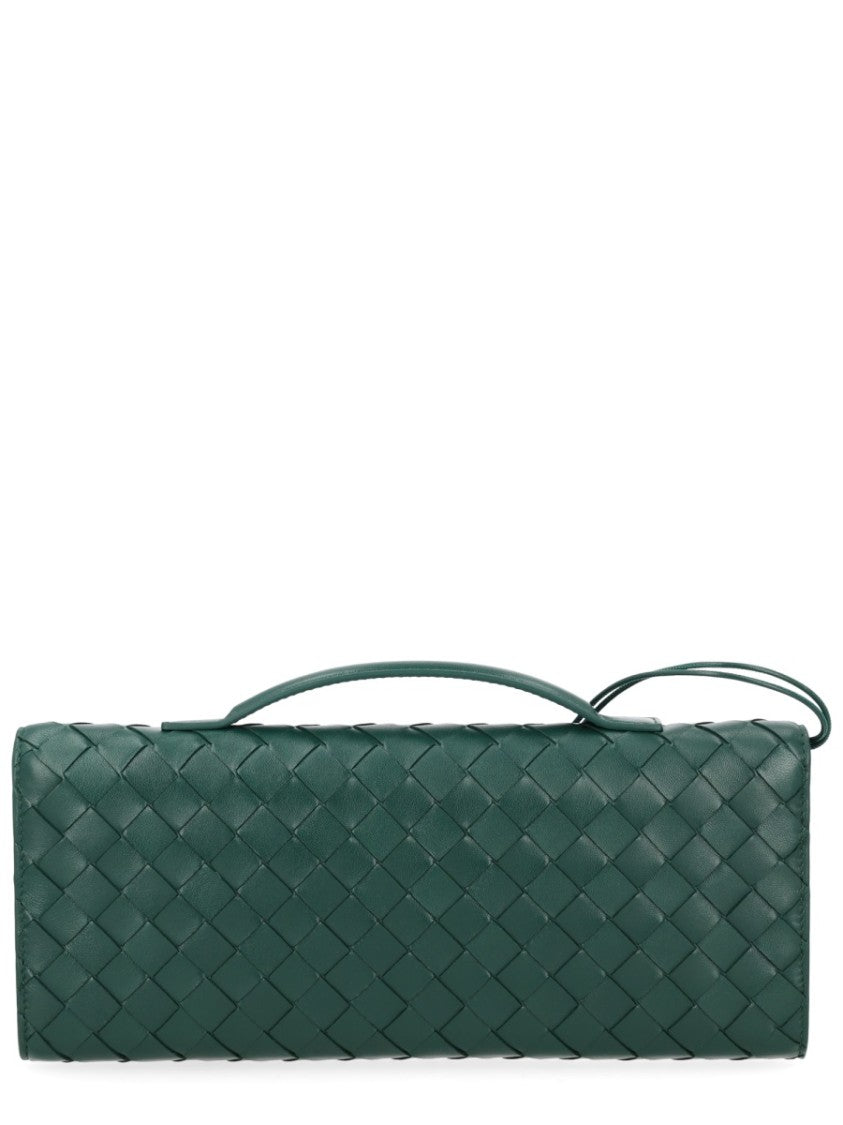 Bottega Veneta Woven Leather Clutch With Gold-Tone Knot Detail