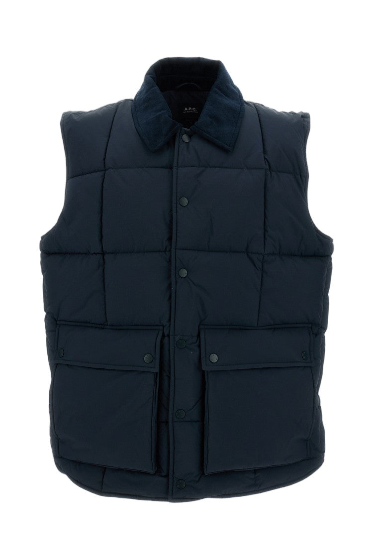 A.P.C. Blue Jimmy Padded Quilted Vest