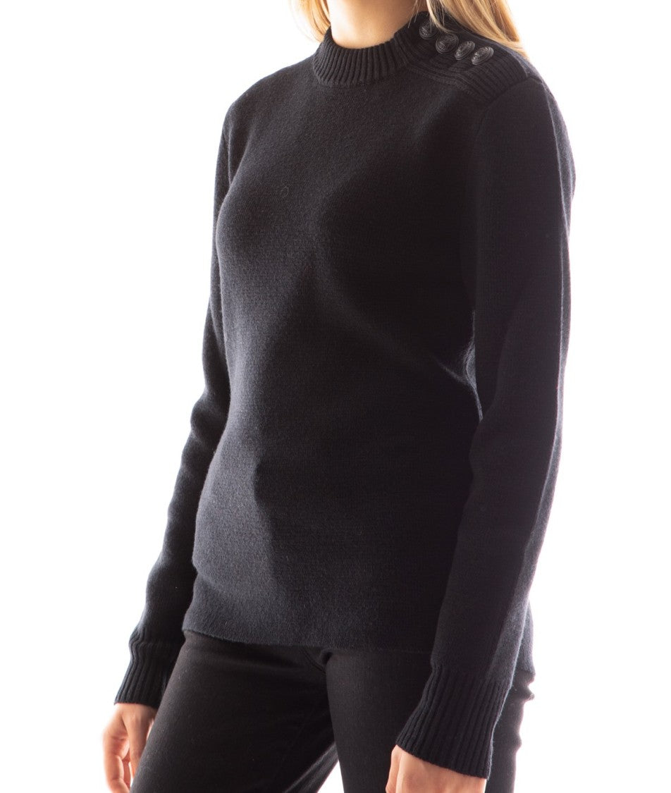 Rabanne Black Virgin Wool Sweater With Buttons