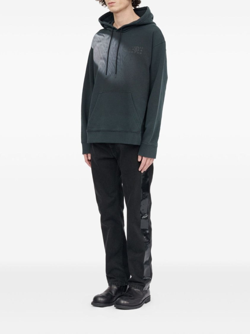 Mm6 By Maison Margiela Relaxed Fit Hoodie With Faded Diagonal Design
