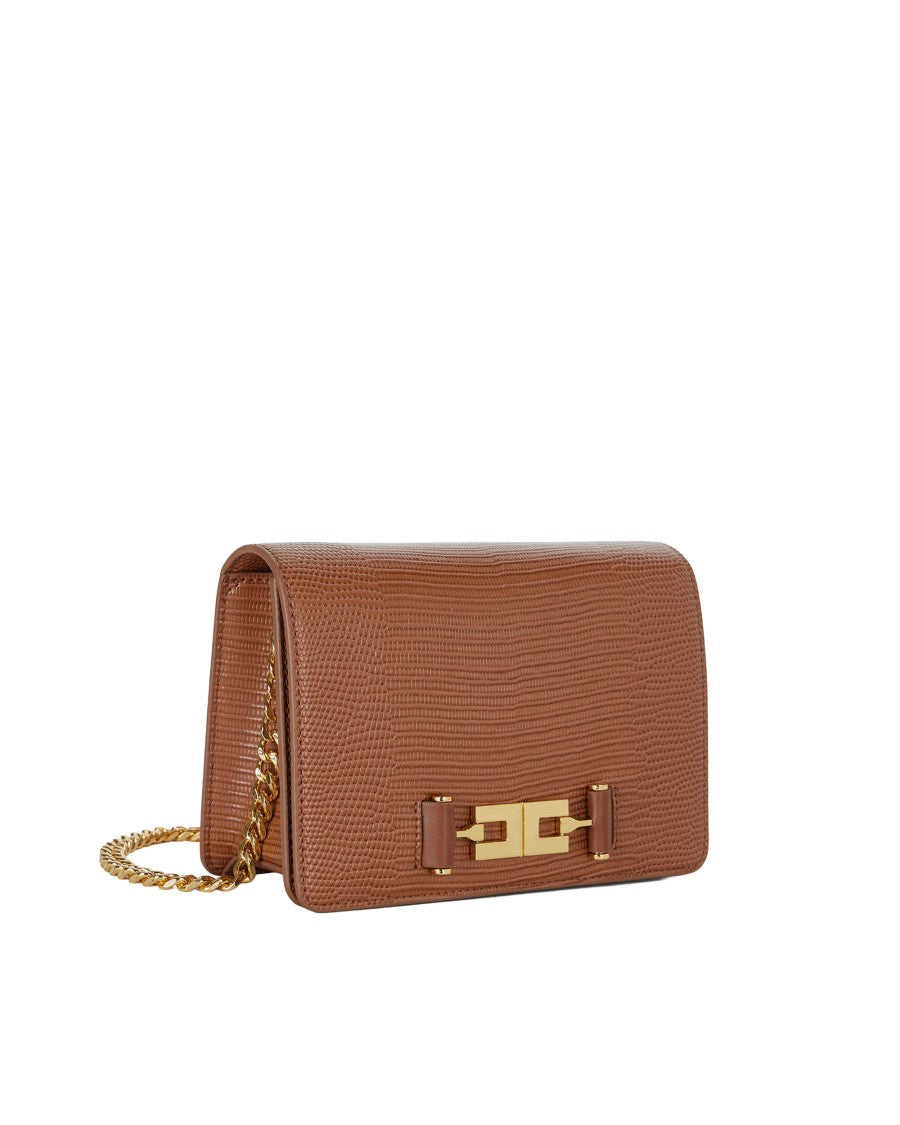 Elisabetta Franchi Rectangular Crossbody Bag With Lizard Skin Texture