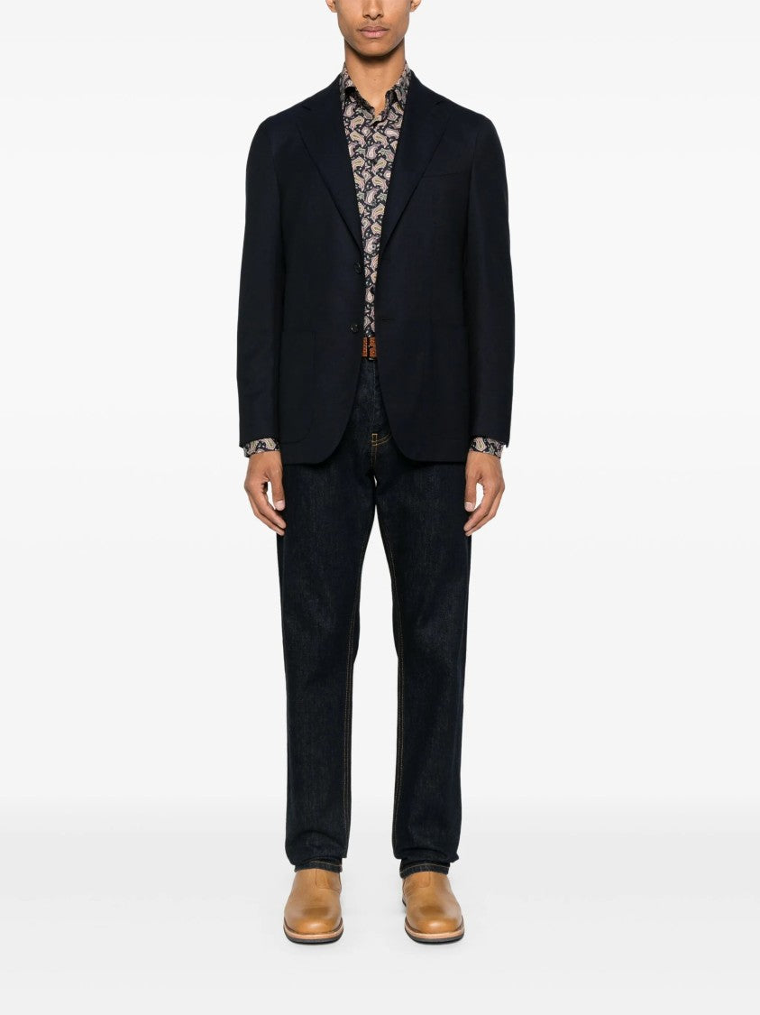 Etro Roma Tailored Black Paisley Cotton Shirt