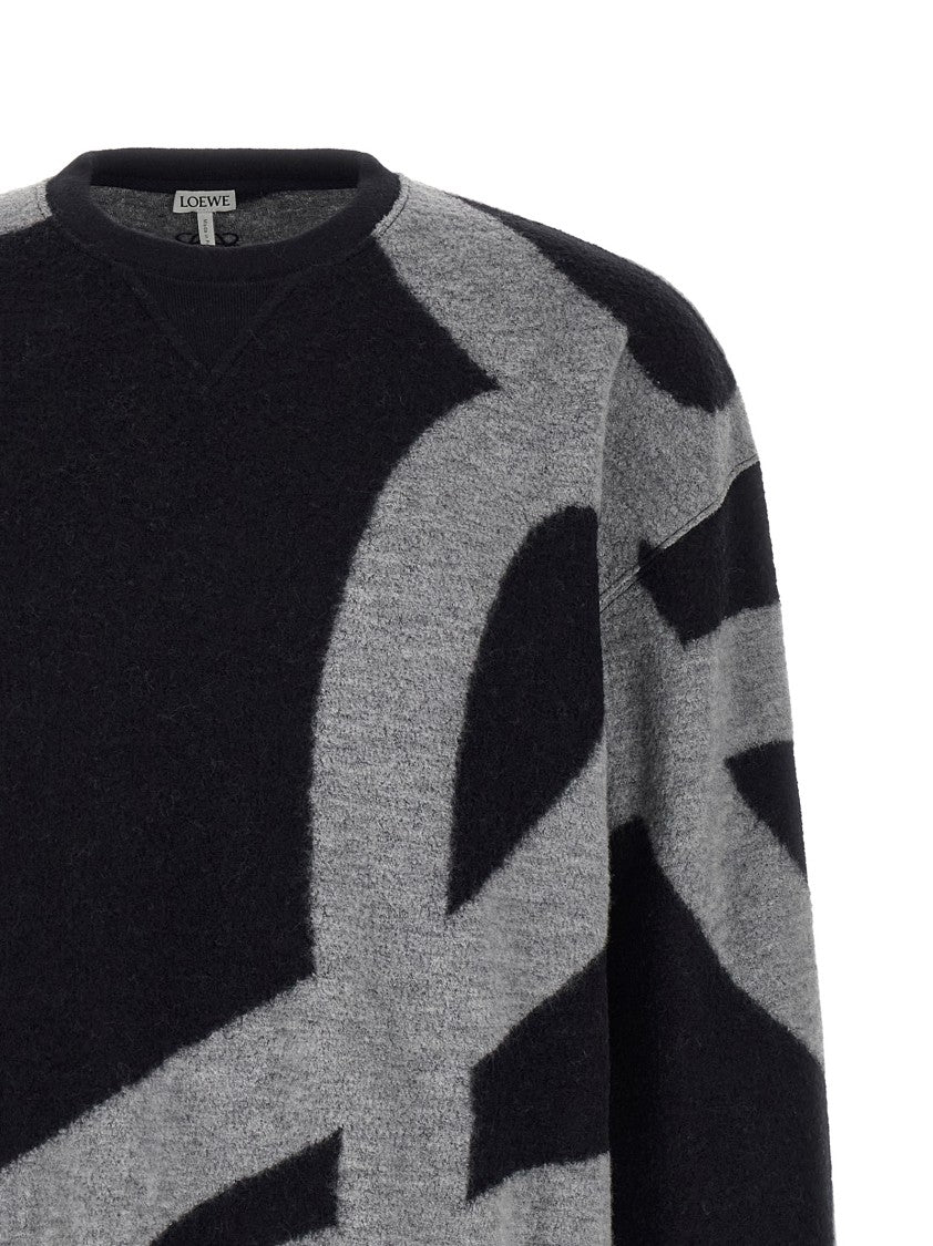 Loewe Medium-Weight Bouclé Wool Sweater With Oversized Jacquard Design