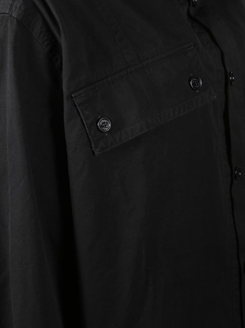Off-White Black Button-Up Shirt With Classic Collar And Structured Silhouette